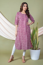 Load image into Gallery viewer, Aditi Pink Border Print Kurti
