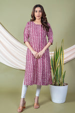 Load image into Gallery viewer, Aditi Pink Border Print Kurti
