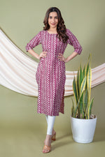 Load image into Gallery viewer, Aditi Pink Border Print Kurti

