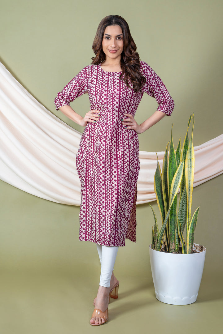 Aditi Pink Border Print Kurti