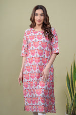 Load image into Gallery viewer, Vishva Pink Gray Abstract Kurti
