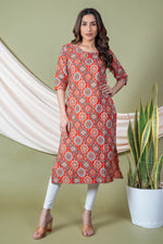 Load image into Gallery viewer, Mansi Orange Mordern Abstract Kurti
