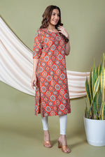 Load image into Gallery viewer, Mansi Orange Mordern Abstract Kurti
