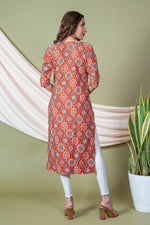 Load image into Gallery viewer, Mansi Orange Mordern Abstract Kurti
