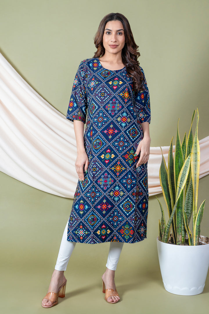 Purvi Blue Bandhani Abstract Kurti