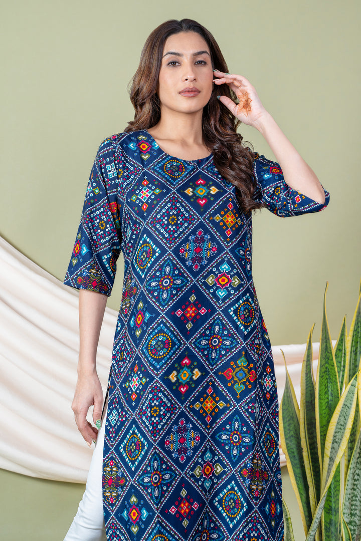 Purvi Blue Bandhani Abstract Kurti