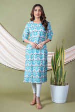 Load image into Gallery viewer, Sonal Sky Blue Ikat Abstract Kurti
