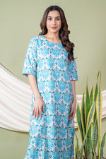 Load image into Gallery viewer, Sonal Sky Blue Ikat Abstract Kurti

