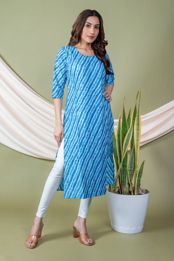 Yuvika Blue Lehariya Kurti