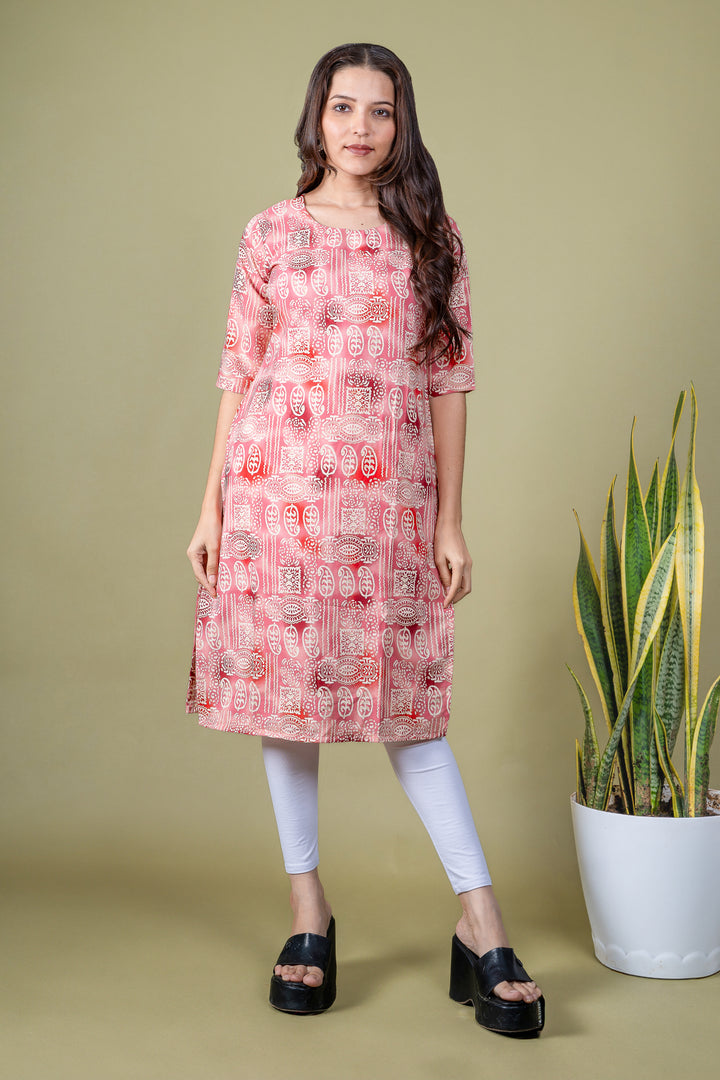 Tanuja Red Block Print Kurti