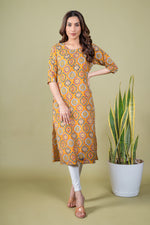 Load image into Gallery viewer, Avni Yellow Abstract Kurti
