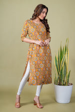 Load image into Gallery viewer, Avni Yellow Abstract Kurti
