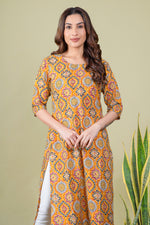 Load image into Gallery viewer, Avni Yellow Abstract Kurti
