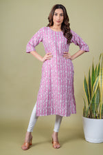 Load image into Gallery viewer, Gayatri Pink Border Print Kurti
