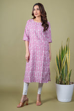 Load image into Gallery viewer, Gayatri Pink Border Print Kurti
