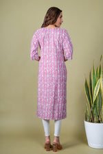 Load image into Gallery viewer, Gayatri Pink Border Print Kurti
