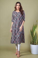Load image into Gallery viewer, Madhavi Black Abstract Kurti
