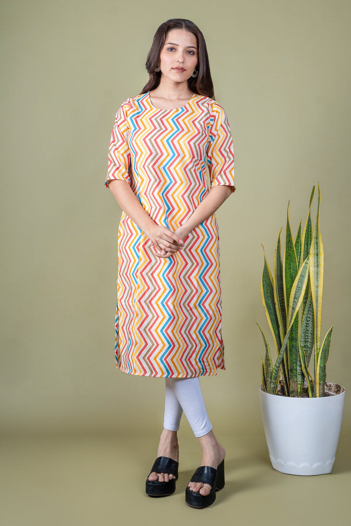 Reena Multicolor Lehariya Kurti
