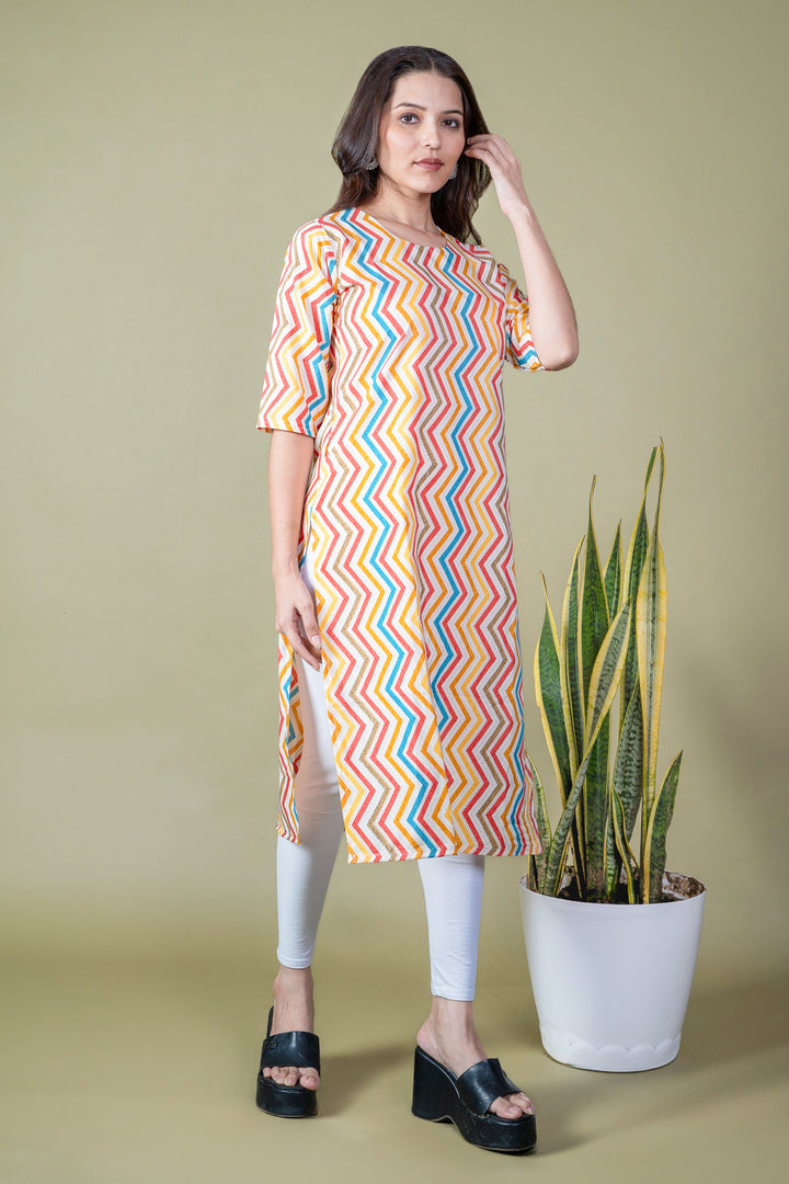 Reena Multicolor Lehariya Kurti