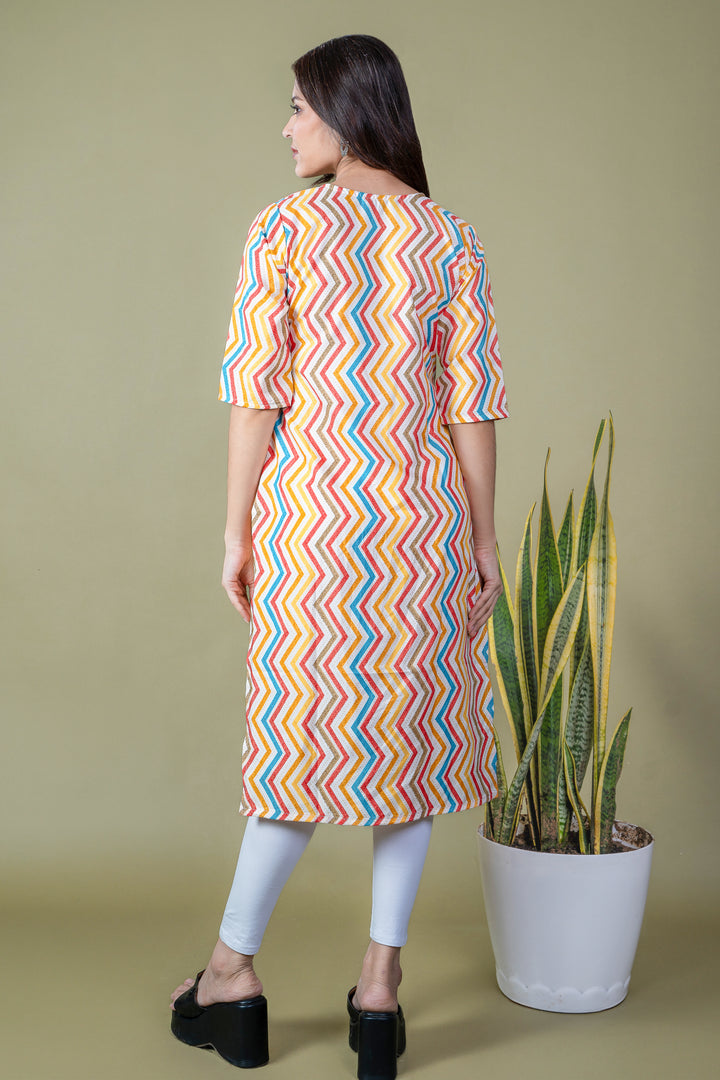 Reena Multicolor Lehariya Kurti