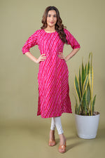 Load image into Gallery viewer, Sakshi Hot Pink Lehariya Kurti
