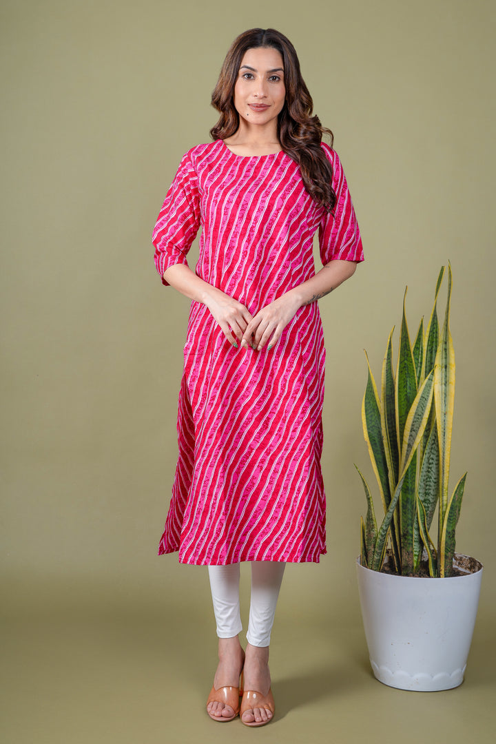 Sakshi Hot Pink Lehariya Kurti