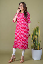 Load image into Gallery viewer, Sakshi Hot Pink Lehariya Kurti
