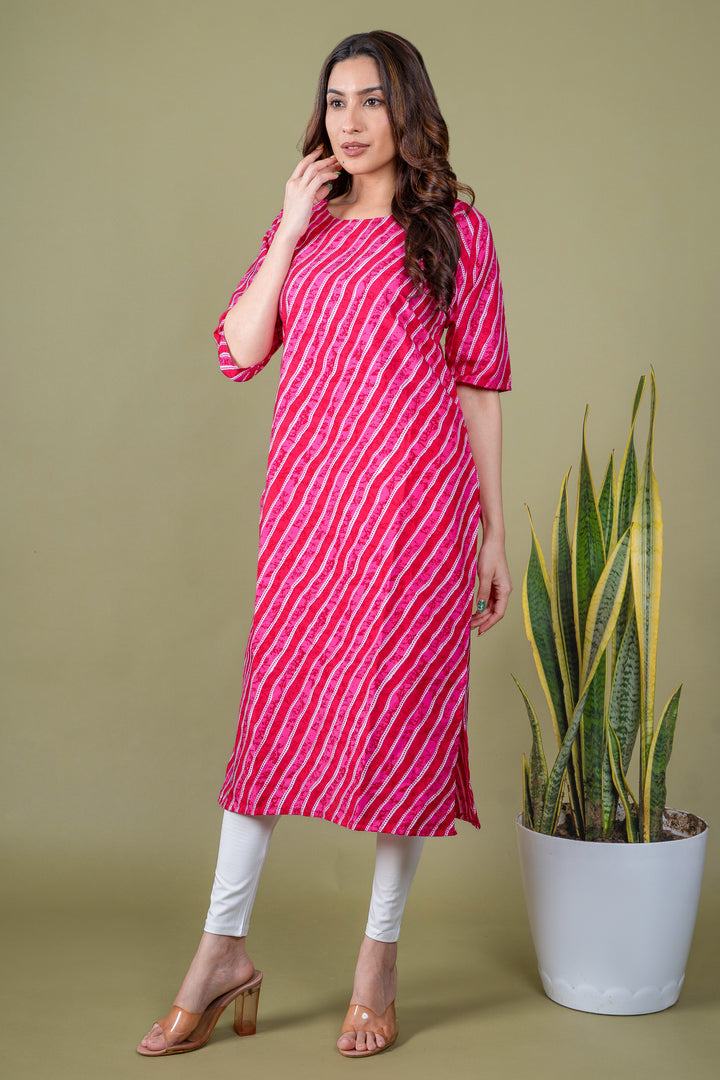 Sakshi Hot Pink Lehariya Kurti