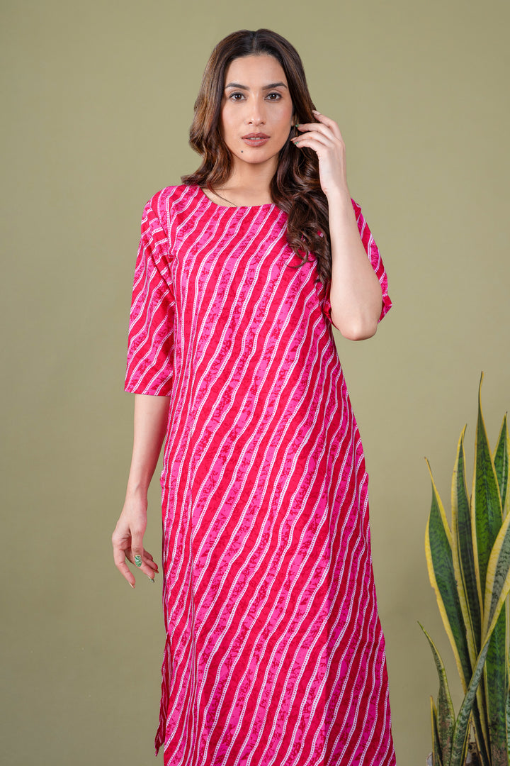 Sakshi Hot Pink Lehariya Kurti