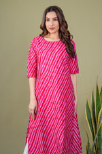 Load image into Gallery viewer, Sakshi Hot Pink Lehariya Kurti
