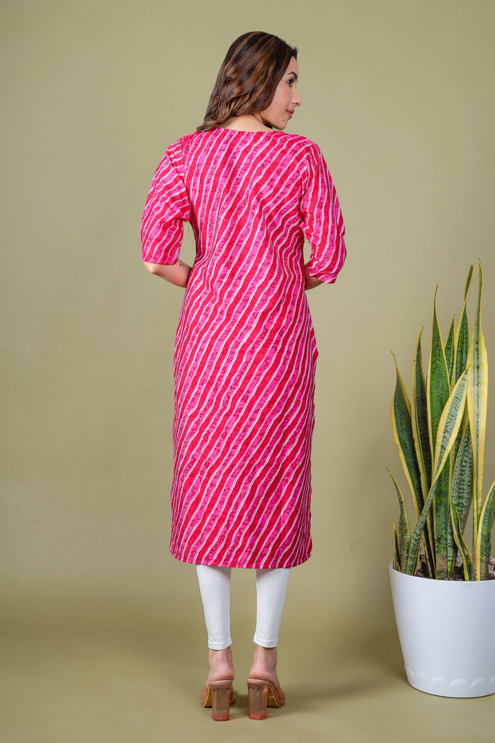 Sakshi Hot Pink Lehariya Kurti