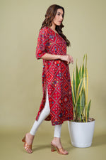 Load image into Gallery viewer, Trisha Red Bandhani Abstract Kurti
