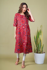 Load image into Gallery viewer, Trisha Red Bandhani Abstract Kurti
