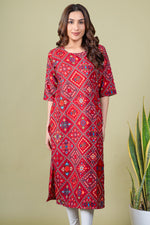 Load image into Gallery viewer, Trisha Red Bandhani Abstract Kurti
