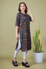 Load image into Gallery viewer, Maitri Black Bandhani Abstract Kurti
