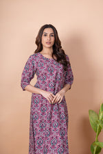 Load image into Gallery viewer, Pooja Mauve Floral Abstract Kurti
