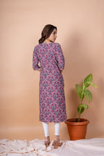 Load image into Gallery viewer, Pooja Mauve Floral Abstract Kurti
