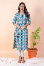 Load image into Gallery viewer, Radha Blue Abstract Kurti
