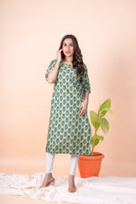 Load image into Gallery viewer, Heena Pista Block Print Kurti
