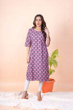 Load image into Gallery viewer, Lata Wine Pink Block Print Kurti
