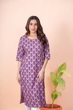 Load image into Gallery viewer, Lata Wine Pink Block Print Kurti
