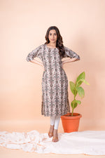 Load image into Gallery viewer, Chitra Beige Ikat Kurti
