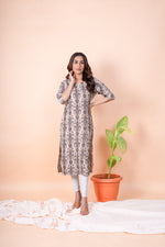 Load image into Gallery viewer, Chitra Beige Ikat Kurti
