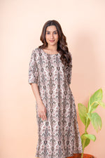 Load image into Gallery viewer, Chitra Beige Ikat Kurti
