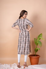 Load image into Gallery viewer, Chitra Beige Ikat Kurti
