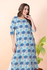 Load image into Gallery viewer, Gauri Blue Abstract Block Print Kurti
