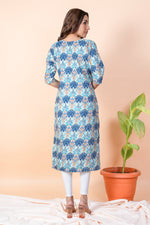 Load image into Gallery viewer, Gauri Blue Abstract Block Print Kurti
