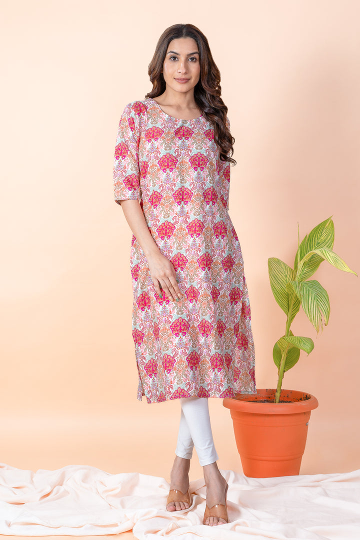 Indira Multicolor Abstract Block Print Kurti