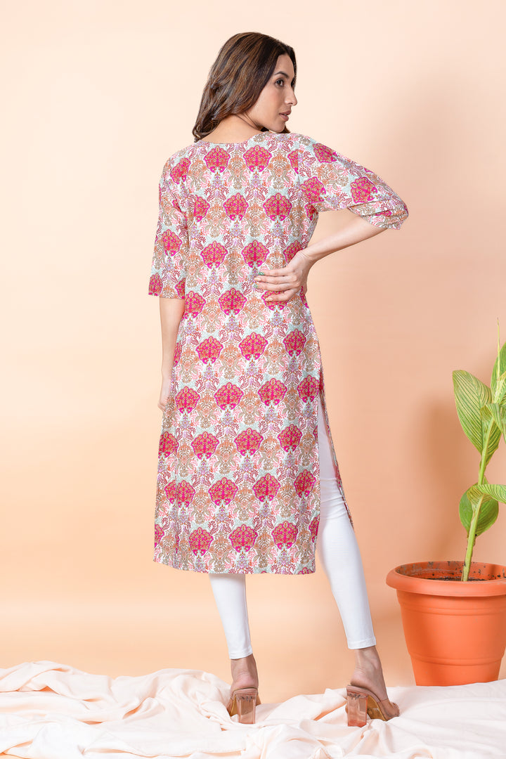 Indira Multicolor Abstract Block Print Kurti