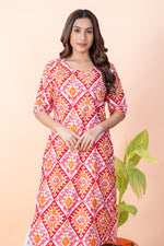 Load image into Gallery viewer, Kamini Orange Red Ikat Kurti
